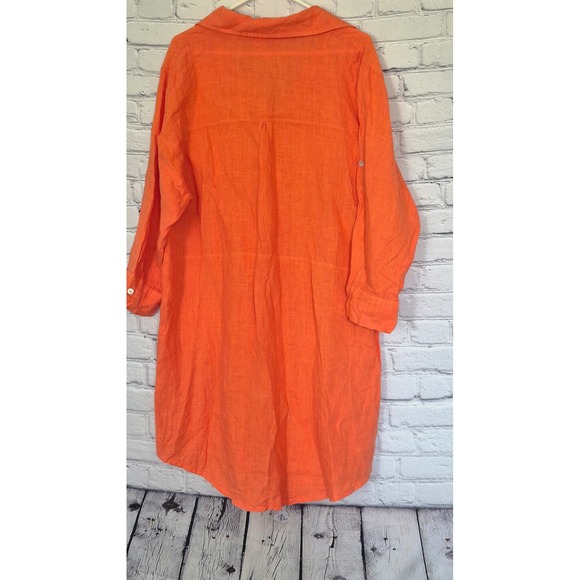 Talia Benson Citris Pop Beach Stroll Linen Dream Shirt Dress THROW AND WOW - Picture 8 of 9